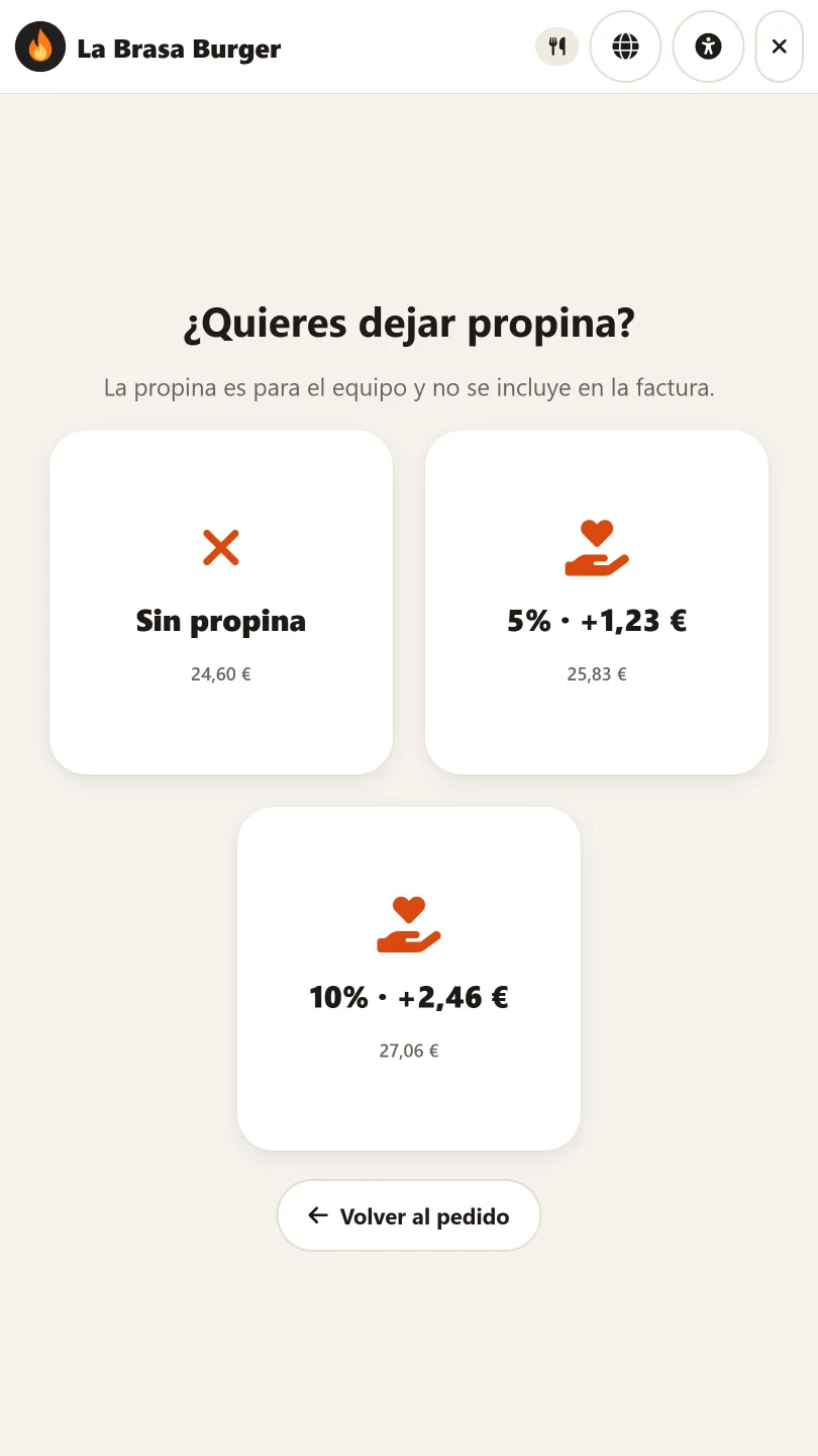Propina, si quiere